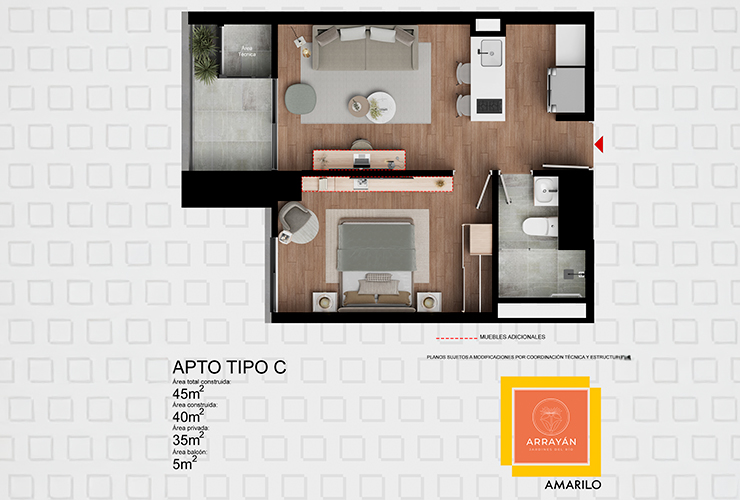 Apto 45 m²